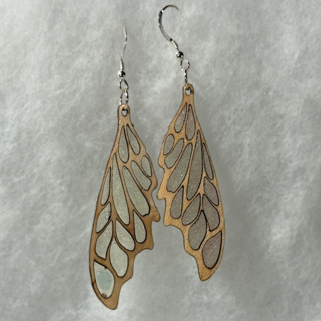 Champagne sparkle  and maple pixiewing earings